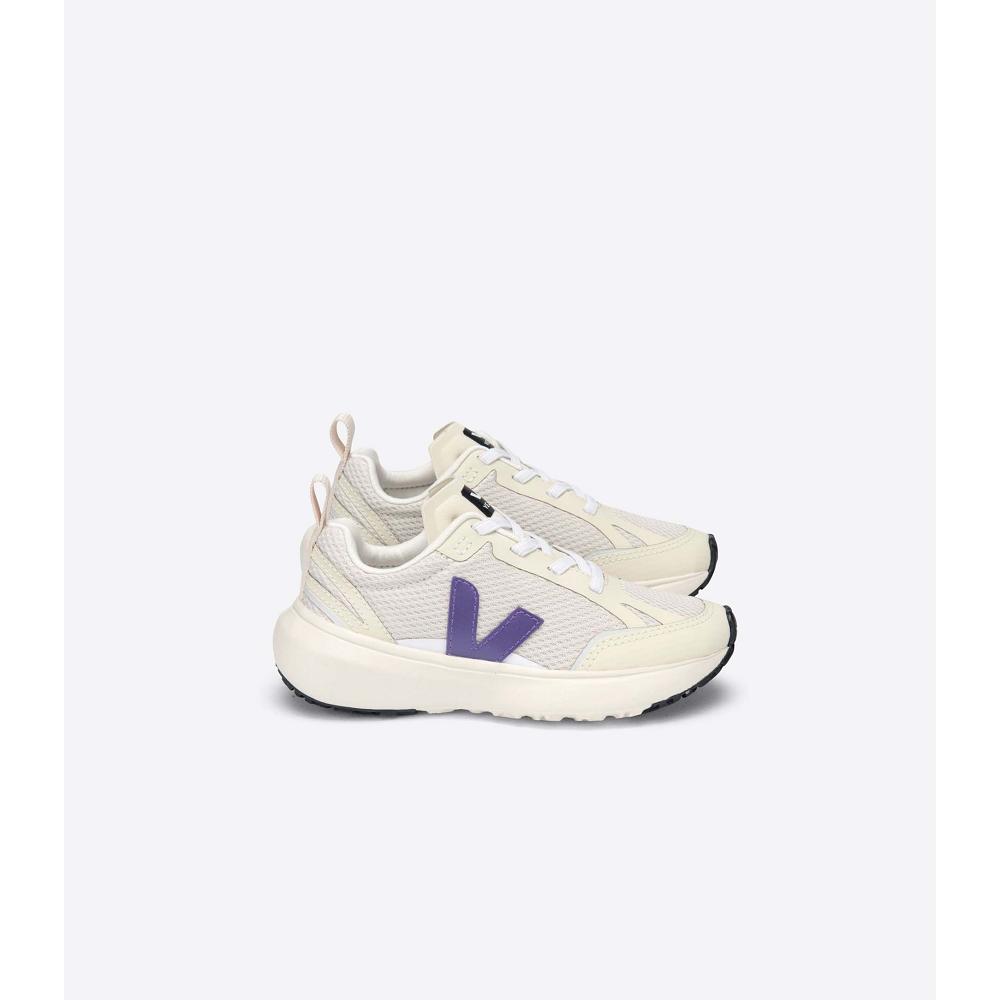 παπουτσια για τρεξιμο παιδικα Veja CANARY ELASTIC LACE Beige/Purple | GR 709YXF